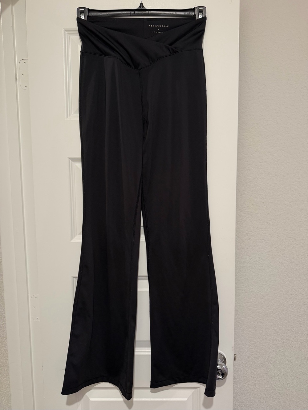 Aeropostale Black Fold-Over Waist Wide-Leg Pants
